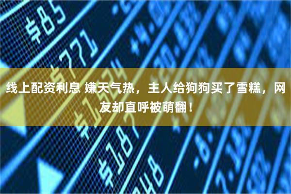 线上配资利息 嫌天气热，主人给狗狗买了雪糕，网友却直呼被萌翻！