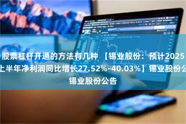 股票杠杆开通的方法有几种 【锡业股份：预计2025年上半年净利润同比增长27.52%–40.03%】锡业股份公告