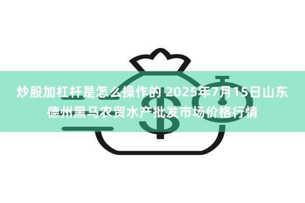 炒股加杠杆是怎么操作的 2025年7月15日山东德州黑马农贸水产批发市场价格行情