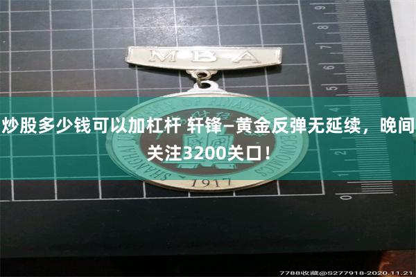 炒股多少钱可以加杠杆 轩锋—黄金反弹无延续，晚间关注3200关口！