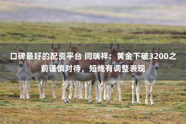 口碑最好的配资平台 闫瑞祥：黄金下破3200之前谨慎对待，短线有调整表现