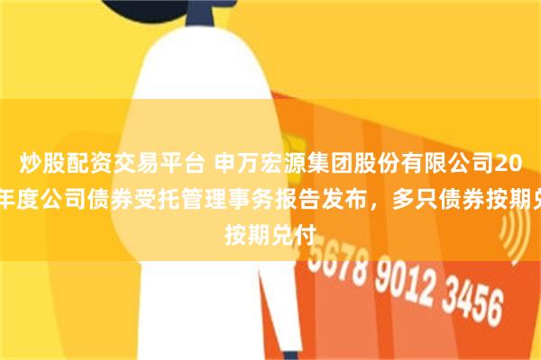 炒股配资交易平台 申万宏源集团股份有限公司2024年度公司债券受托管理事务报告发布，多只债券按期兑付