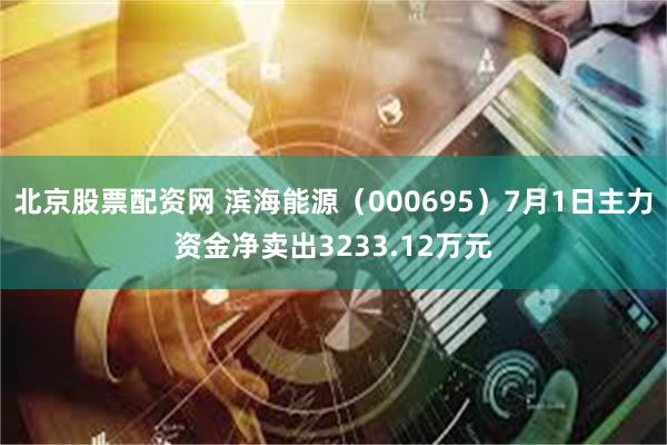 北京股票配资网 滨海能源（000695）7月1日主力资金净卖出3233.12万元