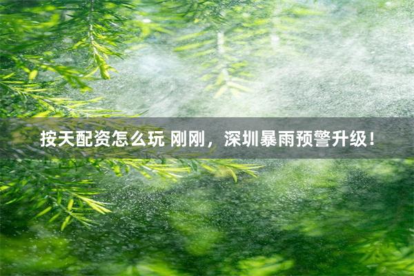 按天配资怎么玩 刚刚，深圳暴雨预警升级！