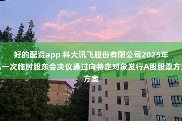 好的配资app 科大讯飞股份有限公司2025年第一次临时股东会决议通过向特定对象发行A股股票方案