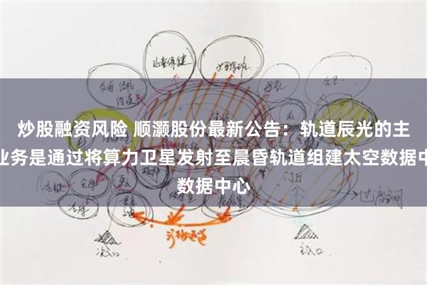 炒股融资风险 顺灏股份最新公告：轨道辰光的主要业务是通过将算力卫星发射至晨昏轨道组建太空数据中心