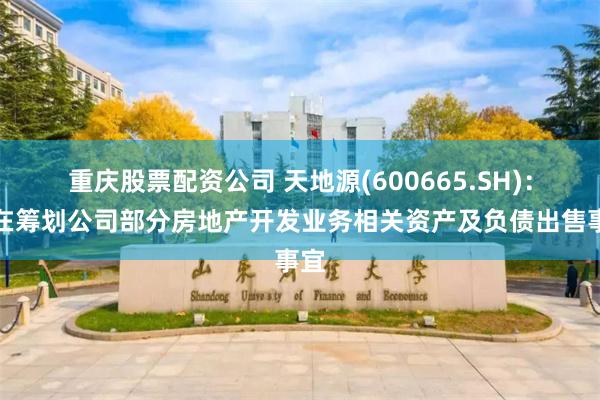 重庆股票配资公司 天地源(600665.SH)：正在筹划公司部分房地产开发业务相关资产及负债出售事宜