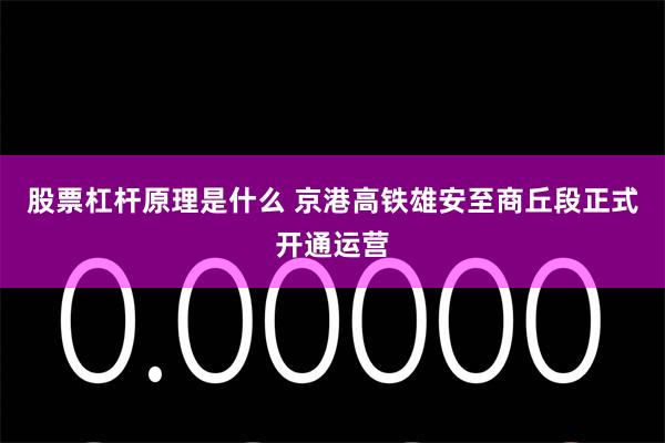 股票杠杆原理是什么 京港高铁雄安至商丘段正式开通运营